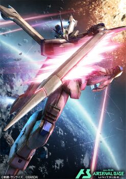 card_(medium) copyright_logo copyright_name copyright_notice crossbone_gundam crossbone_gundam_x-3 crossbone_vanguard energy_sword glowing glowing_eyes gundam gundam_arsenal_base kumagoro1108 logo mecha mecha_focus mechanization mobile_suit no_humans official_art robot sword v-fin weapon