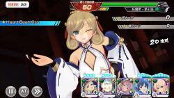 1girl 3d animated bad_tag bare_shoulders blowing_kiss breasts green_eyes haruka_(senran_kagura) heart helmet kiss large_breasts light_brown_hair one_eye_closed screencap senran_kagura senran_kagura_new_link sound tagme underboob video video_game wink