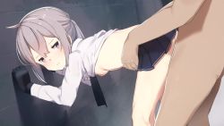 1boy 1girl against_wall animated bouncing_breasts breasts closed_eyes clothed_female_nude_male cum cumdrip doggystyle dripping flat_chest from_side girls&#039;_frontline gloves grey_hair hetero highres huge_filesize leaning_forward liely loli long_hair long_sleeves looking_back m200_(girls&#039;_frontline) nipples no_panties nude penis petite pleated_skirt ponytail sex sex_from_behind shirt skirt small_breasts solo_focus sound sound_effects squish_sounds standing tagme tears thighs torso_grab uncensored video white_hair white_shirt