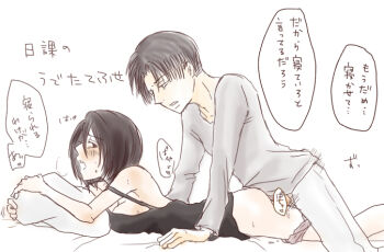 1boy 1girl affair artist_request bad_tag bent_over betrayal cheating_(relationship) clothed_sex dirty disgrace disgust incest incestuous incestus infidelity levi_(shingeki_no_kyojin) mikasa_ackerman netorare netorase out_of_character sex shingeki_no_kyojin text_focus translation_request trash unfaithful vaginal