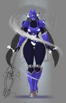 armor digimon digimon_(creature) fox_mask kuzuhamon long_hair mas_square mask yin_yang