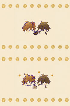 Rule 34 | 2boys, chibi, dimples, genshin impact, gils3105, highres, image sample, money bag, mora (genshin impact), multiple boys, pixiv, pixiv sample, tartaglia (genshin impact), wallet, zhongli (genshin impact)