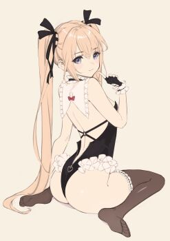 1girl ass blonde_hair dead_or_alive feet fubuki_(fakemonkey0224) looking_at_viewer looking_back marie_rose twintails zipper