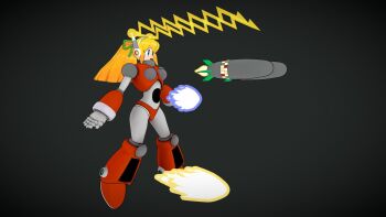Rule 34 | 1girl, 3d, :d, aged up, android, antennae, arm behind back, armor, armored boots, arms up, bikini, bikini armor, black background, blonde hair, blue eyes, blush, bodysuit, boots, breasts, clenched hands, earphones, fighting stance, fireball, full body, gloves, gorget, green eyes, green ribbon, hair between eyes, hair ribbon, hairband, headphones, highres, hyper roll (marvel vs. capcom), joints, knee boots, knee pads, large breasts, long hair, looking at viewer, marvel vs. capcom, mechanical arms, mechanical boots, mechanical legs, mega man (classic), mega man (series), open mouth, ponytail, radio antenna, red armor, red bikini, red boots, ribbon, robot, robot girl, robot joints, rocket, roll (mega man), shoulder armor, sidelocks, signature, simple background, smile, solo, swimsuit