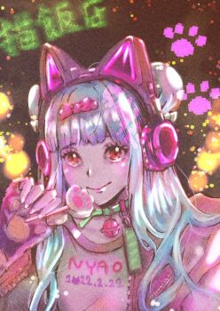 1girl contemporary headphones long_hair purple_hair ranma_1/2 shampoo_(ranma_1/2) sidelocks