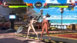 2girls 3d animated axe blue_eyes blue_hair bound breasts captured chain dark-skinned_female dark_skin dnf_duel dungeon_and_fighter female_priest_(dungeon_and_fighter) grey_eyes highres inquisitor_(dungeon_and_fighter) kunoichi_(dungeon_and_fighter) multiple_girls nipples nude nude_filter nude_mod ponytail sound tagme thief_(dungeon_and_fighter) third-party_edit video white_hair