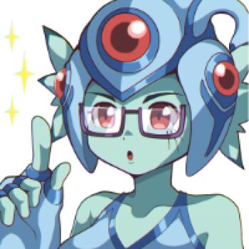 dclaret digimon digimon_(creature) fins frog_girl glasses head_fins helmet monster_girl ranamon sticker