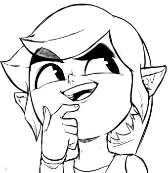hand_on_own_chin hand_on_own_face highres link looking_up nintendo pointy_ears sketch teevo the_legend_of_zelda toon_link