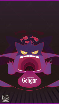 colored_sclera dynamax gen_1_pokemon gengar gigantamax gigantamax_gengar highres looking_at_viewer meme_(sleepsheep) nintendo no_humans open_mouth pokemon pokemon_(creature) red_clouds red_eyes solo teeth tongue tongue_out yellow_sclera