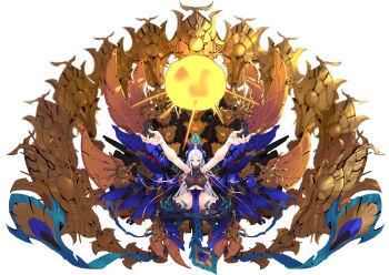 Rule 34 | 1girl, absurdres, artery gear, artery gear: fusion, bare arms, bare legs, bare shoulders, breasts, clothing cutout, commentary request, extra arms, grey hair, hair ornament, highres, huge breasts, long hair, mecha musume, mechanical arms, mechanical legs, mechanical wings, no panties, pavonis (artery gear), purple eyes, rigging, underboob cutout, very long hair, wing hair ornament, wings, zhu fun