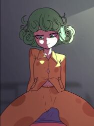 1boy 1girl animated bigdarkpp bouncing_breasts breasts bulge button_gap cameltoe delalicious3 erection erection_under_clothes facing_viewer green_eyes green_hair grinding_over_clothes interior looking_at_penis looking_down messy_hair one-punch_man pajamas petite pov saberwolf8 short_hair small_breasts sound straddling tatsumaki tobias_wheller video