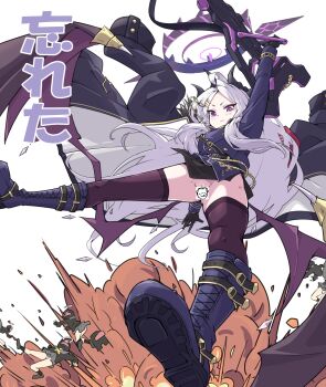 6+girls :q ahoge among_us armband black_coat black_gloves black_halo black_horns black_skirt blue_archive blush boots breasts buttoned_cuffs buttons censored character_censor closed_mouth coat coat_on_shoulders demon_girl demon_horns demon_wings doodle_sensei_(blue_archive) explosion forehead from_below gloves gun hair_ornament hairclip halo highres hina_(blue_archive) horns loli long_hair long_sleeves low_wings machine_gun mg42 military_uniform mosuke1221 multiple_girls multiple_horns no_panties novelty_censor parted_bangs purple_boots purple_eyes purple_thighhighs red_armband sensei_(blue_archive) simple_background skirt sleeve_cuffs small_breasts soles thighhighs thighs tongue tongue_out v-shaped_eyebrows very_long_hair weapon white_background white_hair wings zettai_ryouiki