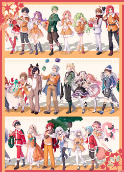 6+boys 6+girls aaron_wei absurdres aged_down aged_up animal_costume ao_no_kiseki blonde_hair box brown_hair candy candy_cane christmas company_connection creha_rem_ordin crow_armbrust doll_joints dress eiyuu_densetsu elaine_auclair estelle_bright everyone falcom food gift gift_box green_eyes green_hair hajimari_no_kiseki highres holding holding_candy holding_candy_cane holding_food in-franchise_crossover joints joshua_bright kea_(eiyuu_densetsu) kevin_graham kuro_no_kiseki_(series) kuro_no_kiseki_i lapis_rosenberg lloyd_bannings multiple_boys multiple_girls nadia_rayne nayuta_herschel nayuta_no_kiseki noi_(eiyuu_densetsu) orange_dress pink_hair purple_hair randolph_orlando rean_schwarzer red_hair reindeer_costume renne_(eiyuu_densetsu) ries_argent rufus_albarea santa_costume sen_no_kiseki_(series) sen_no_kiseki_i shizuna_rem_misurugi short_dress sora_no_kiseki swin_abel thighhighs towa_herschel twintails van_arkride willfin zero_no_kiseki