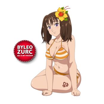 1girl bra breasts brown_hair diane_(nanatsu_no_taizai) leozurcxxx nanatsu_no_taizai panties purple_eyes solo swimsuit transparent_background underwear