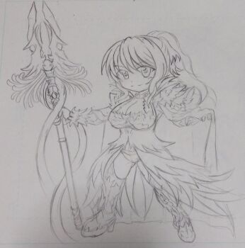 armor bad_link blonde_hair breasts estoria_(kyonyuu_fantasy) highres kyonyuu_fantasy kyonyuu_fantasy_gaiden_2 large_breasts ponytail wand