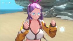 1girl 3d animated aqua_eyes ass ass_expansion beach boots bouncing_breasts breast_expansion breasts cleavage curvy female_focus glasses horizon_walker huge_ass huge_breasts large_breasts medium_hair navel obui outdoors plump purple_hair solo sound sudden_weight_gain tagme thick_thighs thigh_boots thighs video wide_hips yeonwoo_(horizon_walker)