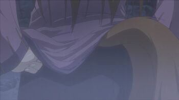 1girl animated animated_gif anime_screenshot ass backboob breasts brown_hair clothes_lift cloud female_focus from_behind head_out_of_frame holo non-web_source nude outdoors rain shirt_lift solo spice_and_wolf standing tail undressing wolf_tail