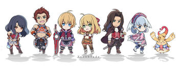 bad_id bad_twitter_id black_hair blonde_hair brown_hair chibi dunban_(xenoblade) fiora_(xenoblade) head_wings melia_antiqua reyn_(xenoblade) riki_(xenoblade) sharla_(xenoblade) shulk_(xenoblade) simple_background wings xenoblade_chronicles_(series) xenoblade_chronicles_1