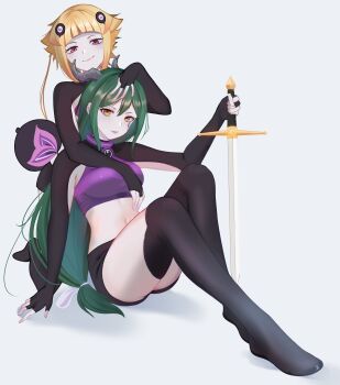 2girls absurdres aoui capella_emerada_lugnica crusch_karsten flesh_storage_bulbs green_hair highres multiple_girls re:zero_kara_hajimeru_isekai_seikatsu source_request