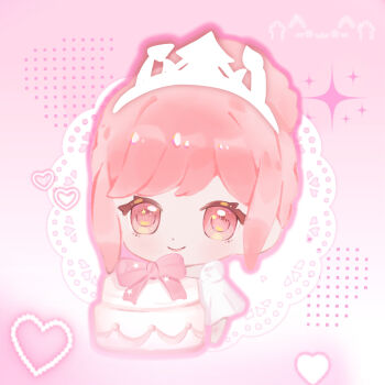 Rule 34 | 1girl, bare arms, barefoot, birthday, birthday cake, border, bow, cake, cat, chibi, chinese commentary, closed mouth, commentary request, dot nose, dress, eyelashes, food, gaoleng xiaoqui, hair bun, halftone, happy, heart, highres, holding, holding food, infinity nikki, lace background, light blush, lipstick, looking at viewer, makeup, melody bloom (infinity nikki), nikki (nikki), nikki (series), oversized food, oversized object, pink background, pink border, pink bow, pink eyes, pink hair, pink lips, pleated skirt, short hair, short sleeves, sidelocks, single hair bun, skirt, smile, solo, sparkle, star (symbol), star in eye, symbol in eye, tiara, updo, white dress, white tiara