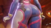 1girl 3d animated ass ass_focus ass_shake blue_bodysuit bodysuit d.va_(overwatch) female_focus gloves jiggle maxboost overwatch overwatch_1 solo thick_thighs thighs video white_gloves