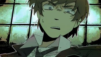 Rule 34 | 1boy, angry, black necktie, blue eyes, brown hair, confused, dress shirt, game cg, indoors, lapels, looking at viewer, male focus, necktie, non-web source, nopanamaman, notched ear, official art, sanpaku, school uniform, self-datamine, shirt, solo, vadim garin, window, z.a.t.o. // i love the world and everything in it