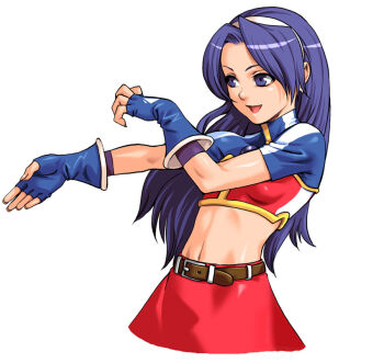 1girl asamiya_athena dress female_focus gloves hairband long_hair pale_skin purple_eyes purple_hair skirt the_king_of_fighters