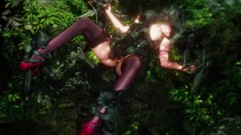 3d anal animated bouncing_breasts breasts cum double_penetration fellatio gangbang goblin group_sex high_heels nipples oral platform_heels rape red_heels sex size_difference sound tagme thighhighs vaginal video zipling