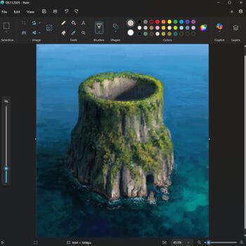 art_program_in_frame cave christian_young hole landscape microsoft_paint_(medium) microsoft_paint_(software) moss ocean original painterly ripples rock scenery screencap