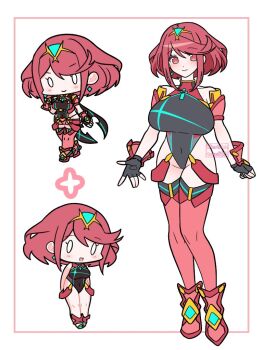 1girl breasts chibi kotohatoko510 large_breasts leotard pyra_(pro_swimmer)_(xenoblade) pyra_(xenoblade) red_eyes red_hair solo xenoblade_chronicles_(series) xenoblade_chronicles_2