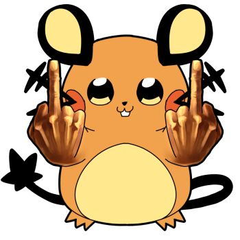 1other :3 animal_ears buck_teeth ctansuikabutsu dedenne double_middle_finger gen_6_pokemon looking_at_viewer middle_finger mouse_ears nintendo parody pokemon pokemon_(creature) poptepipic simple_background solo standing tail teeth whiskers white_background