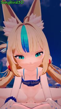 1boy 1girl 3d animal_ears animated artist_name bikini blonde_hair blue_bikini blue_eyes blue_hair blue_nails blue_sky blurry blurry_background bottomless cat_ears cat_girl closed_mouth collarbone cowgirl_position day eyelashes feet_out_of_frame femdom fins fish_tail flat_chest from_below hetero indie_virtual_youtuber leaning_forward loli lolidom long_hair looking_at_viewer low_twintails mesugaki multicolored_hair nail_polish naughty_face outdoors penis pov pov_crotch pussy sameko_saba sex shark_girl shark_tail sky smile smug solo_focus songbird3d spread_legs straddling straight-on streaked_hair swimsuit tagme tail testicles twintails two-tone_hair uncensored vaginal video virtual_youtuber watermark