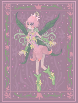 Rule 34 | digimon, digimon (creature), flower, highres, lilimon, moneyfunny, monster girl, nail polish, petals, plant girl