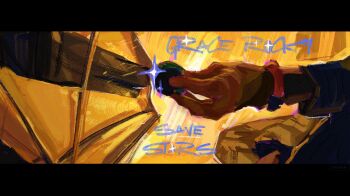 Rule 34 | 1boy, alien, close-up, hand focus, hands up, highres, holding, pastel colors, project hail mary, reaching, rocky (project hail mary), ryland grace, scene fashion, scenery, science fiction, symbolism, tenthmusing