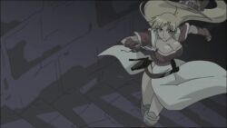 00s 2girls 60fps acrobatics animated anime_screenshot blonde_hair bouncing_breasts breasts curvy dainapp falling fingerless_gloves gloves grenadier_(manga) gun injury jumping large_breasts looking_at_viewer looping_animation lowres multiple_girls oomido_setsuna red_hair revealing_clothes running ryona serious shiny_skin smile stairs tagme tendou_rushuna third-party_edit video weapon wide_hips