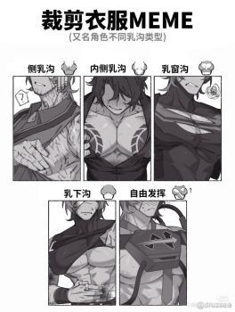 5boys ? abs arm_tattoo chest_tattoo chinese_text clenched_teeth clothes_lift greyscale grin heathcliff_(project_moon) highres kurokumo_clan_(identity)_(project_moon) large_pectorals limbus_company male_focus mercuryhx monochrome multiple_boys multiple_drawing_challenge multiple_persona neck_tattoo open_clothes open_shirt parted_lips pectorals pequod_(identity)_(project_moon) project_moon r_corp._(identity)_(project_moon) scar scar_on_face sharp_teeth shi_association_south_uniform shirt_cut_meme shirt_lift sidepec smile speech_bubble tattoo teeth translation_request underpec w_corp._(identity)_(project_moon)