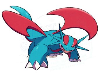 claws dragon fangs gen_3_pokemon looking_at_viewer nintendo no_humans open_mouth pokemon pokemon_(creature) pokemon_focus red_wings salamence sana_(sanaa653) sharp_teeth simple_background tail teeth white_background wings