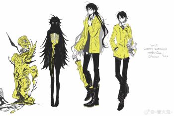 1girl bone book boots bow bowtie commentary highres holding holding_book holding_umbrella long_hair original short_hair smile symbol-only_commentary umbrella weibo_6348912905