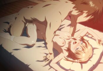 animated animated_gif bad_tag bed blue_eyes blush bouncing_breasts breasts censored feet helmet indoors interior kamimura_chika missionary nipples nude open_mouth penis pillow pussy saliva sex sisters_~natsu_no_saigo_no_hi~ socks spread_legs sweat tears