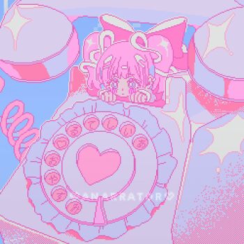 1girl animated animated_gif apangbai_(anarrator) artist_name blue_background blue_eyes blush bow chinese_commentary closed_mouth commentary_request corded_phone dot_nose expressionless eyelashes frilled_sleeves frills hair_bow hair_ornament hair_ribbon hairclip highres long_hair looking_ahead looping_animation nodding original outline pastel_colors phone pink_bow pink_hair pixel_art ribbon short_sleeves solo sparkle tareme twintails two-sided_bow upper_body watermark white_bow white_eyeshadow white_outline white_ribbon white_wrist_cuffs wrist_cuffs