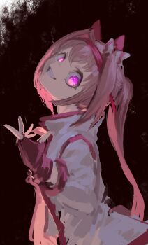 1girl bow ear_bow ear_covers fingerless_gloves flower_in_eye gesugao gloves grin hair_between_eyes hair_intakes haru_urara_(bestest_prize)_(umamusume) haru_urara_(umamusume) headband highres inishie_kumo jacket long_hair long_sleeves medium_request pink_eyes pink_gloves pink_hair pink_headband ponytail shaft_look smile solo symbol_in_eye track_jacket umamusume upper_body