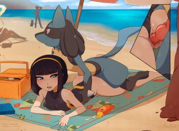 1boy 1girl animal_penis arm_support artist_name ass bad_id bad_pixiv_id bare_shoulders barefoot beach beach_towel beach_umbrella black_hair black_one-piece_swimsuit blue_eyes blue_sky blunt_bangs blush bob_cut body_freckles bottle boy_on_top bread breasts cellphone_charm charm_(object) clitoris clothing_aside cloud commission competition_swimsuit dated flying_sweatdrops food freckles full_body furry furry_male furry_with_non-furry gen_1_pokemon gen_4_pokemon grabbing hairband hand_on_another's_waist hetero highleg highleg_one-piece_swimsuit horizon inset interspecies kasia_mikolajczyk_(silverfox442) knotted_penis light_particles loaf_of_bread looking_away looking_back lotion lucario lying merunyaa narrowed_eyes nintendo ocean on_stomach one-piece_swimsuit original outdoors patreon_username penis people picnic picnic_basket pikachu pixiv_username pokedex pokemon pokemon_(creature) pokephilia prone_bone public_indecency pussy raised_eyebrows red_eyes sand sex sex_from_behind shiny_skin short_hair signature silhouette sky small_breasts spill sunscreen sweat swimsuit swimsuit_aside towel two-tone_swimsuit umbrella uncensored vaginal water wicker_basket yellow_hairband yellow_one-piece_swimsuit