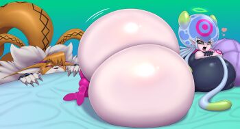 ass ber00 digimon digimon_(creature) halo heart jellyfish_girl jellymon meicrackmon_vicious_mode monster_girl tentacle_hair tentacles tongue tongue_out