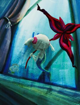 blue_eyes curtains flabebe floette floette_(eternal) flower gen_6_pokemon highres holding holding_flower nintendo no_humans pokemon pokemon_(creature) pokemon_focus pokemon_legends:_z-a window yomagntho9q9q