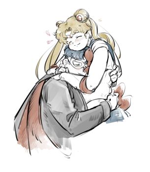 1boy 1girl bishoujo_senshi_sailor_moon black_hair blonde_hair blue_sailor_collar bow chiba_mamoru choker closed_eyes crescent double_bun earrings gloves hair_bun hair_ornament heart highres hug jewelry long_hair magical_girl mercuri0ff red_bow red_choker sailor_collar sailor_moon sailor_senshi_uniform short_hair simple_background skirt smile solo tsukino_usagi tuxedo_kamen twintails very_long_hair white_background