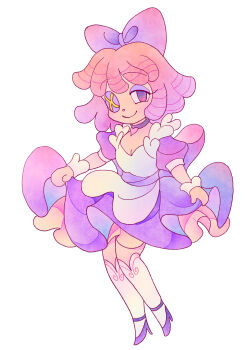 1girl absurdres bow breasts button_eye choker cleavage doll_girl dress glitch_productions high_heels highres ragatha ragatha_(the_amazing_digital_circus) red_hair ribbon small_breasts the_amazing_digital_circus