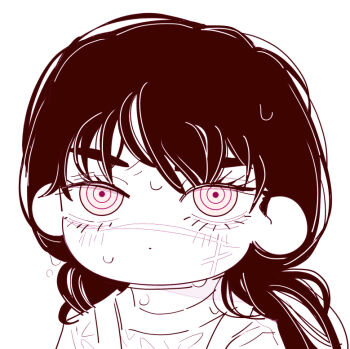 1girl chainsaw_man chibi chibi_only closed_mouth deer60868637 dot_mouth facial_scar jacket long_hair monochrome ringed_eyes scar scar_on_cheek scar_on_face scar_on_nose solo wet wet_clothes wet_hair yoru_(chainsaw_man)