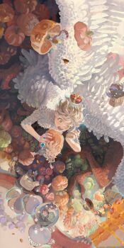 Rule 34 | 3boys, 3girls, absurdres, bag, blonde hair, blush, body fur, braid, brown bag, brown hair, brown hat, cabbage, carrot, centauroid, chilchuck tims, chimera, chinese commentary, claws, closed eyes, coin, commentary request, crown, cup, dragon, dryad fruit (dungeon meshi), dungeon meshi, dwarf, eating, elf, falin touden, falin touden (chimera), feathered wings, feathers, food, green eyes, green jacket, hat, highres, holding, holding unworn clothes, holding unworn hat, honey, izutsumi, jacket, jester cap, laios touden, long hair, mandragora, mandrake (dungeon meshi), marcille donato, meat, monster girl, multiple boys, multiple girls, mushroom, pincers, pointy ears, puffy sleeves, pumpkin, red scales, robe, scarf, senshi (dungeon meshi), talons, taur, teacup, ts psi vczzxvc, twin braids, unworn hat, unworn headwear, walking mushroom (dungeon meshi), white feathers, wings, yellow eyes