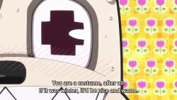 1boy 1girl adjusting_clothes animated anime_screenshot aoki_clair ass audible_speech bare_arms bare_legs bare_shoulders barefoot belt black_eyes black_hair black_shoes blue_one-piece_swimsuit blue_pants blush bra breasts brown_eyes clothes_pull cloud cloudy_sky coin collarbone completely_nude convenient_censoring couch denim denim_shorts english_text gleipnir_(series) gold_coin hair_between_eyes hand_on_own_head hand_on_own_hip hands_on_own_hips hard-translated japanese_audio jeans kagaya_shuichi long_hair mascot_costume medium_breasts mountain navel nude one-piece_swimsuit orange_bra orange_panties panties pants pants_pull panty_pull pointing pointing_at_another profile removing_bra removing_pants removing_shirt school screaming shirt shoes short_hair short_sleeves shorts sidelocks sky sound standing star_(symbol) stomach subtitled swimsuit t-shirt table television thighs third-party_edit third-party_source underwear underwear_only undressing unworn_panties unworn_shirt video yellow_shirt