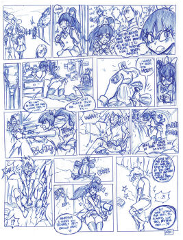 Rule 34 | !?, angry, arms between legs, ball busting, bow, cheating (relationship), comic, eddy (ocigart), foaming at the mouth, hair bow, hammer, heart, highres, inktober, jealous, magic, misunderstanding, necktie, ocigart, panties, pantyshot, ponytail, skirt, thighhighs, underwear, voodoo doll, yandere